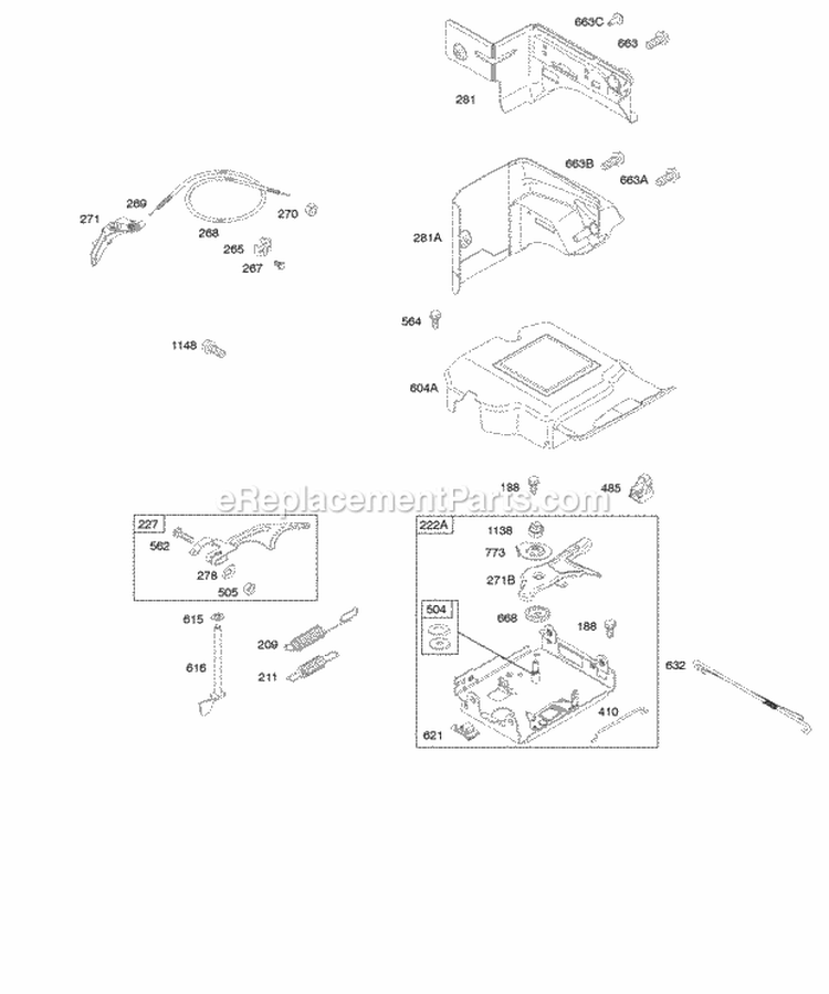 Controls Governor Spring Diagram and Parts List for 20A412-0007-E1  Briggs and Stratton Engine